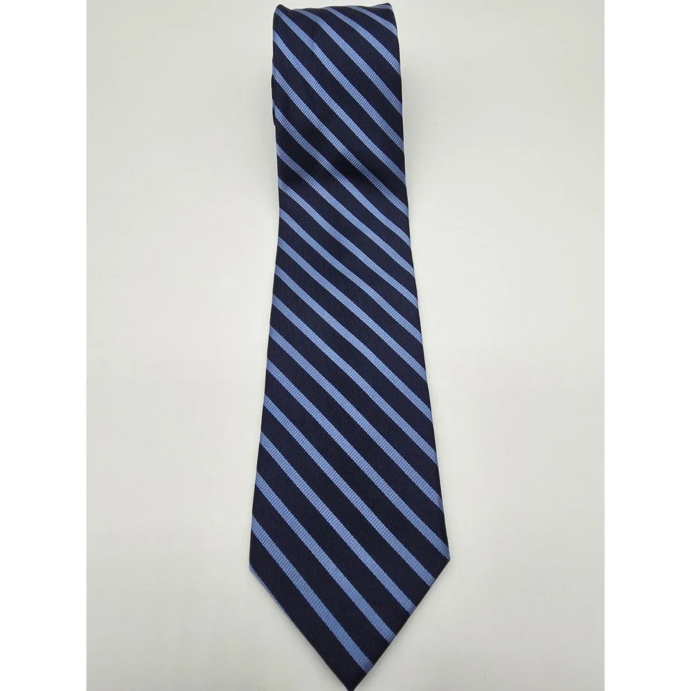 Tommy Hilfiger 100% Silk Necktie Striped Blue Tie 57